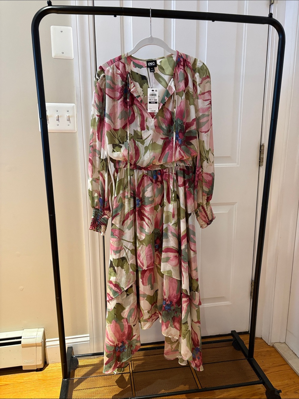 INC International Concepts Pink & Green Floral High-Low Maxi Dress